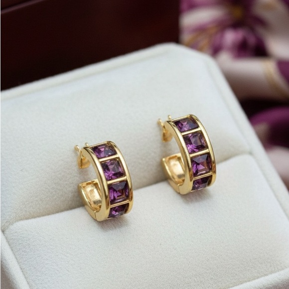 Swarovski Jewelry - Swarovski Gold Earrings with Purple Accents